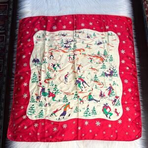 GAP Vintage 80’s Red Silk Ice Skating Square Scarf